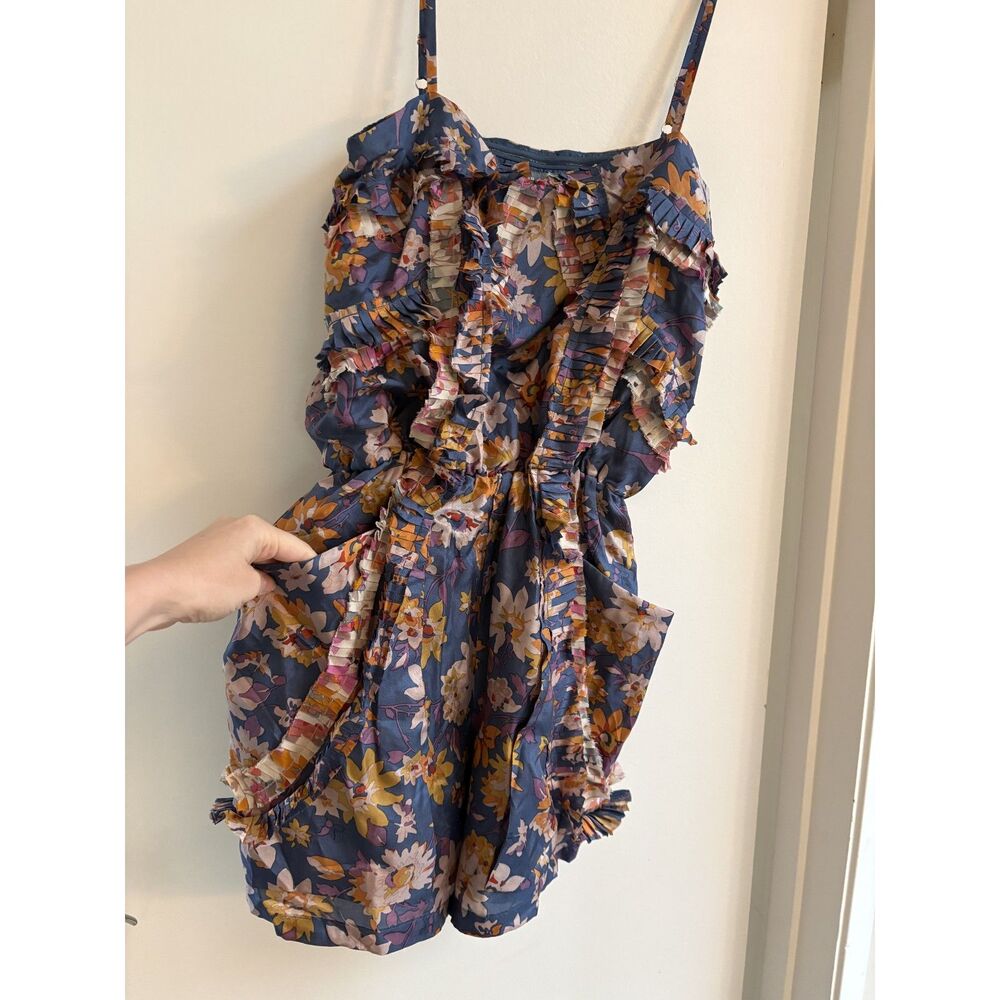 Sachin + Babi Rory Silk Floral Romper Boho Ruffle Luxe Designer Summer Playsuit - Picture 9 of 10
